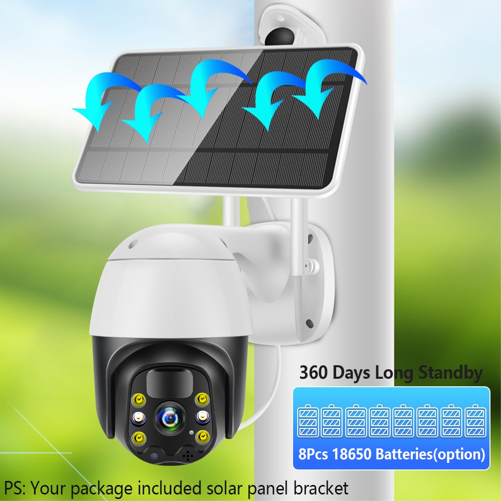 PTZ WIFI 1080P Outdoor Security Camera 4G SIM Card With Solar Panel PIR Detection Color Night Vision