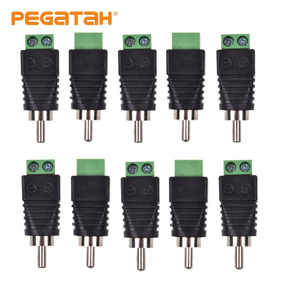 10pcs 2pcs BNC Male Connectors RCA Plug JR-R55 with Audio to Terminal Block for CCTV Camera AHD CVI Camera TVI Camera