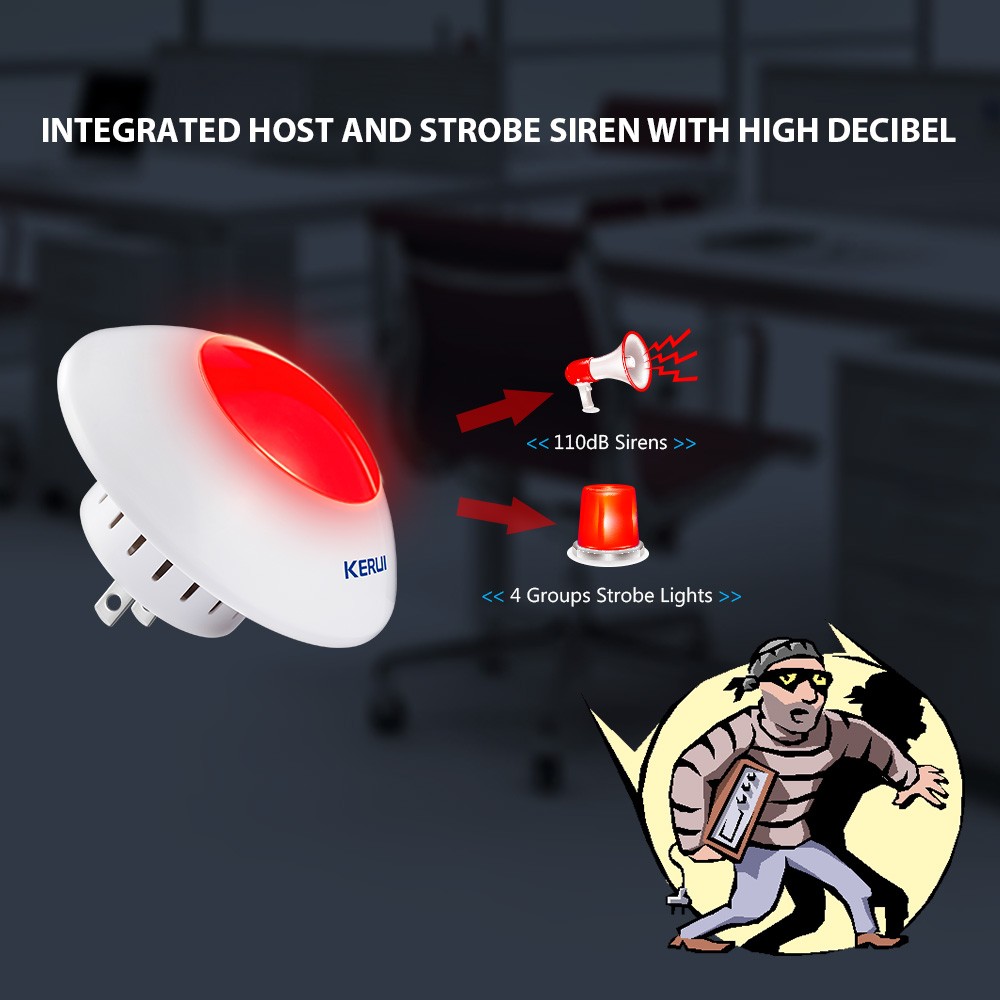 2022 433MHz Wireless Flash Alarm Siren Red Light Strobe Siren For Home Alarm System Set Security