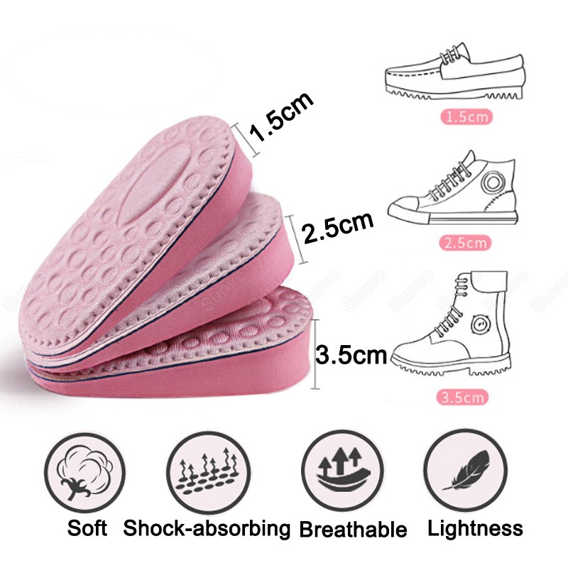 EVA Invisible Memory Foam Height Increase Insoles For Women Inner Shoe Sole Shoe Insert Lift Heel Comfort Increase Insoles