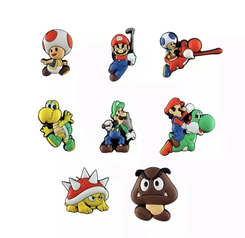 20pcs Cartoon Super Mario Luigi Mushroom PVC Shoe Charms Garden Croc Shoe Accessories Charms Buckle Fit Croc JIBZ Children Party