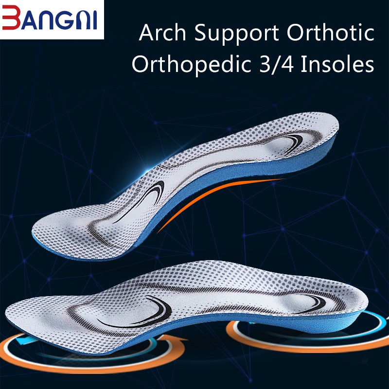 3ANGNI Orthotic Flat Feet Insoles Arch Support 3/4 Insole Memory Foam Lining Soft Letter for Man Woman Shoes