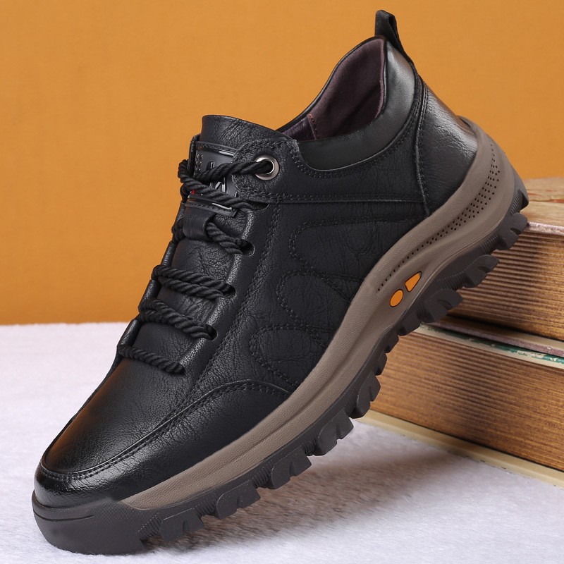 New Men Casual Leather Shoes Hiking Outdoor Breathable Non-slip Hollow Sneakers Men Shoes Zapatos Hombre Casual Mannen Schoenen