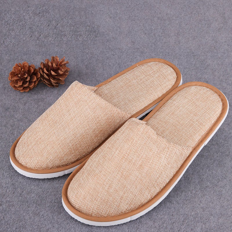 2021 New Simple Unisex Cotton and Linen Slippers Hotel Travel Spa Portable Men Slippers Disposable Home Indoor Guest Slippers