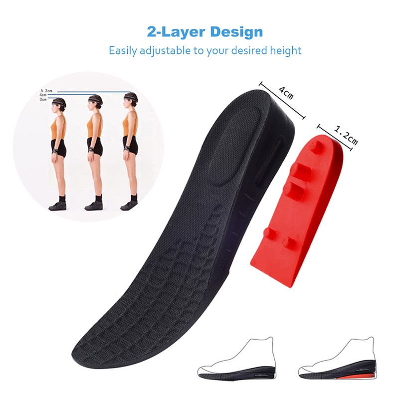 Height Increasing Insoles 2-Layer Adjustable Increase Shoes Pads Air Cushion Foot Lift Insert Longer Unisex Feet Care Soles