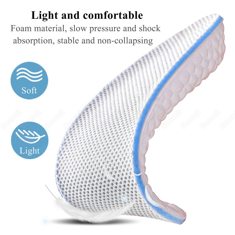 Memory Foam Height Increasing Insoles for Men Women's Shoes Sneakers Heel Insert Comfort Deodorant Shoe Sole Lift Mold