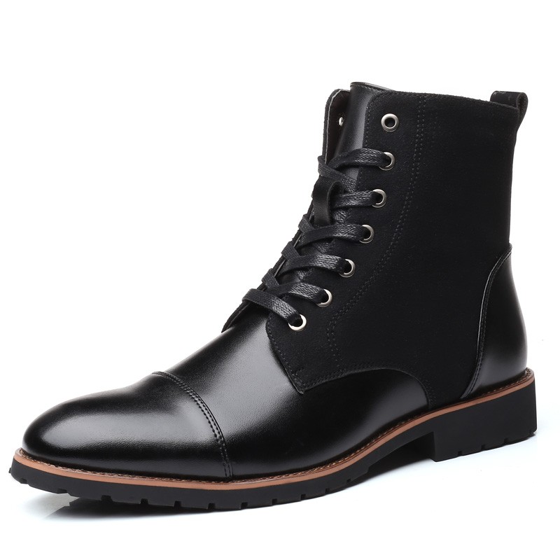 ZYYZYM Autumn Winter Men's Leather Shoes High Quality Cool Motorcycle Boots Size 38-48