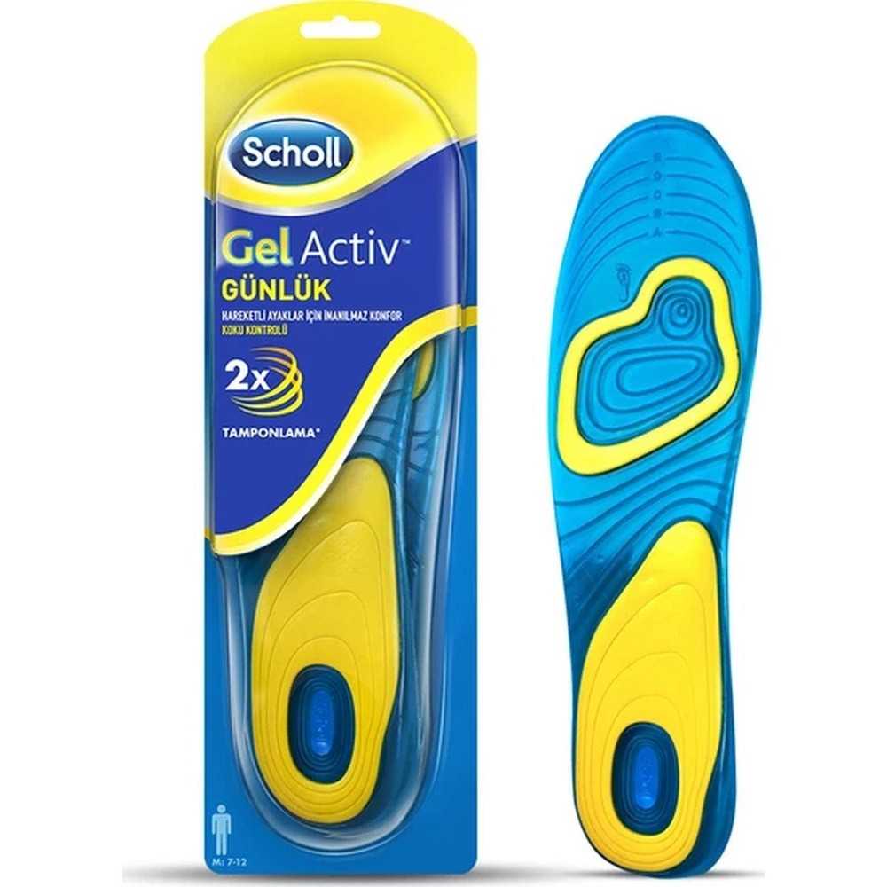 Scholl Gel Active Daily Foot Insoles for Men Casual Shoes Orthotic Feet Soles Cushion for Flat Shoe Scholl Gel Active Insoles for Men Dr. Shul