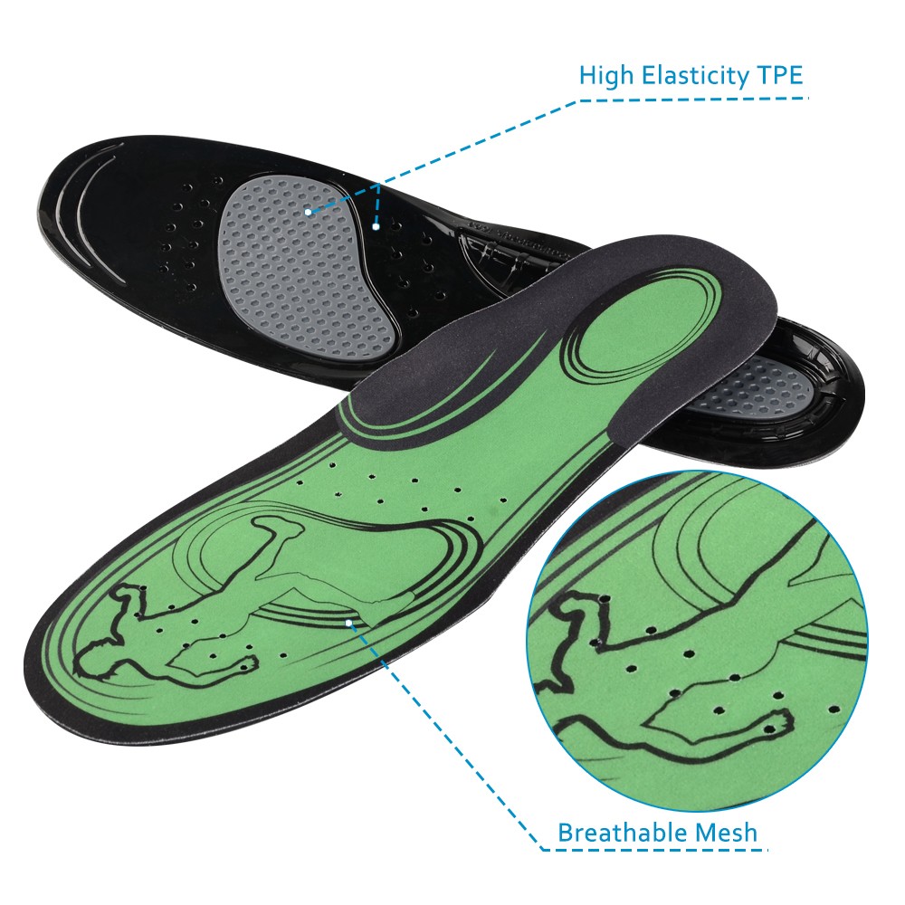 Elino Gel Sport Insoles Printed Mesh Shoe Pads Shock Absorption Feet Protector Insert Cushion Men Women Insoes for Sneaker