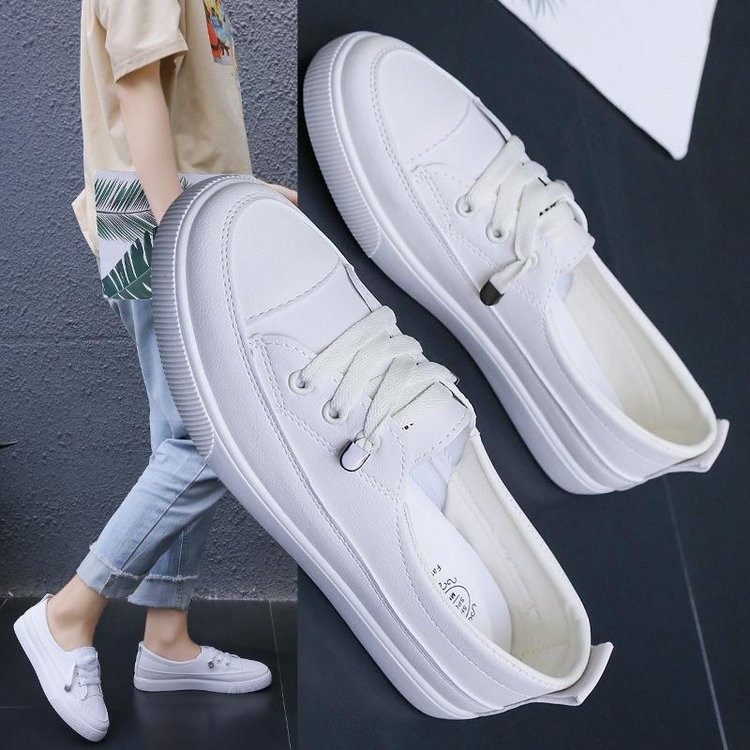 2021 Low Platform Sneakers Women Shoes Female PU Leather Walking Sneakers Loafers White Flat Slip On Vulcanize Casual Shoes