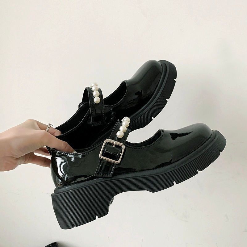 Plus Size 43 44 Harajuku Lolita Shoes Women Japanese E Girl Chunky Platform Cosplay Costume Student Mary Jane Black Shoes LN23