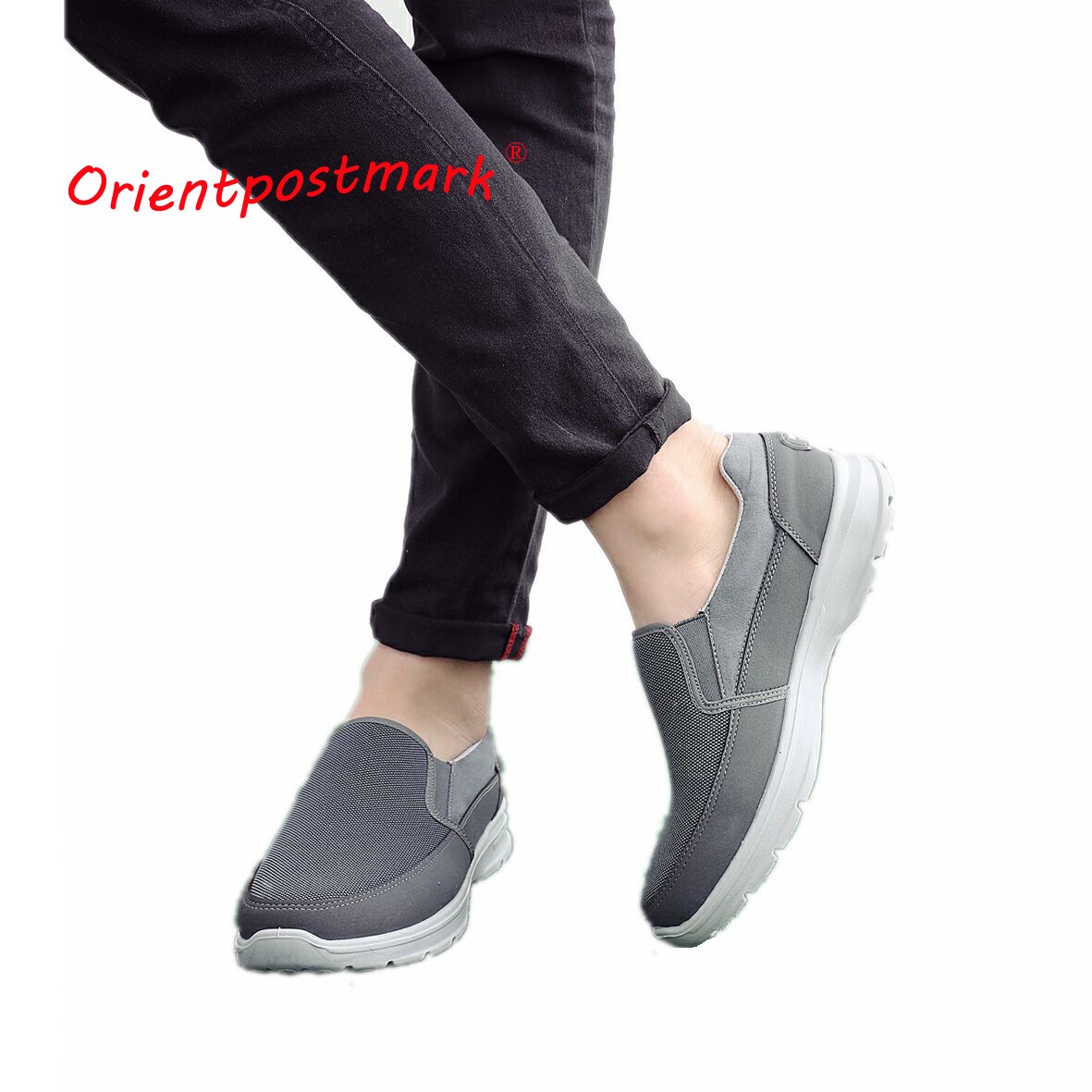 Casual and breathable canvas driving shoes, casual shoes for the elderly, walking, flat, soft and comfortable