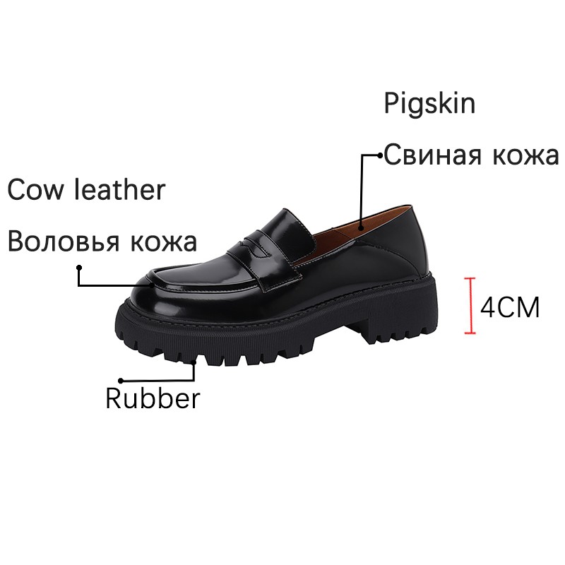 New Spring 2022 Women Casual Shoes Slip On Loafers High Quality Leather Shoes Woman Comfortable Platform Shoes Round Toe Flats