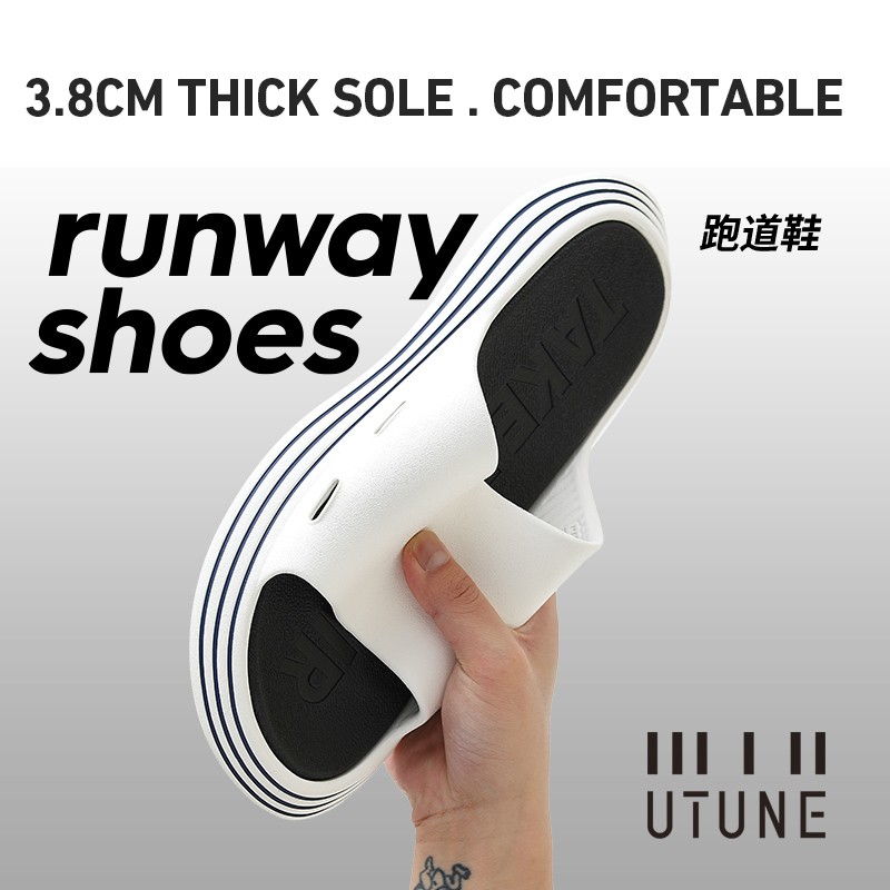 UTUNE Outside Slippers Men Summer Runway Shoes EVA Outdoor Women Slides Soft Thick Sole Non-slip Pool Beach Sandals Indoor Bathroom