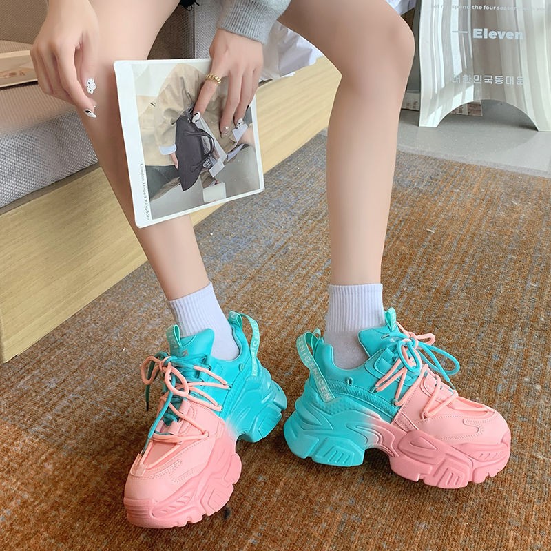 Autumn Women Chunky Sneakers New Design Woman Shoes Colorful Thick Sole Fashion Girls Platform Sneakers Ladies Sneakers