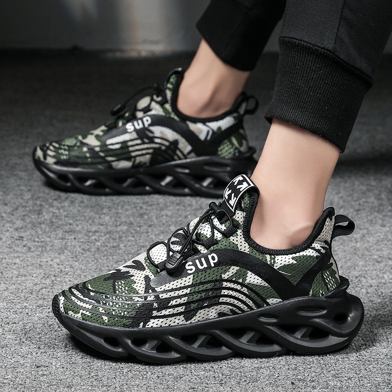 Men's Running Shoes Breathable Fashion Mixed Color Camouflage Sneakers Air Mesh Increase Shock Absorption Casual Sneakers