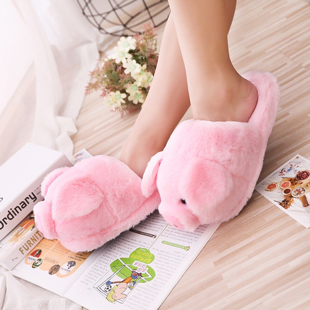 Women lovely flip flop cute pig girls hape home floor soft stripe slippers women's shoes winter spring warm shoes chaussure femme