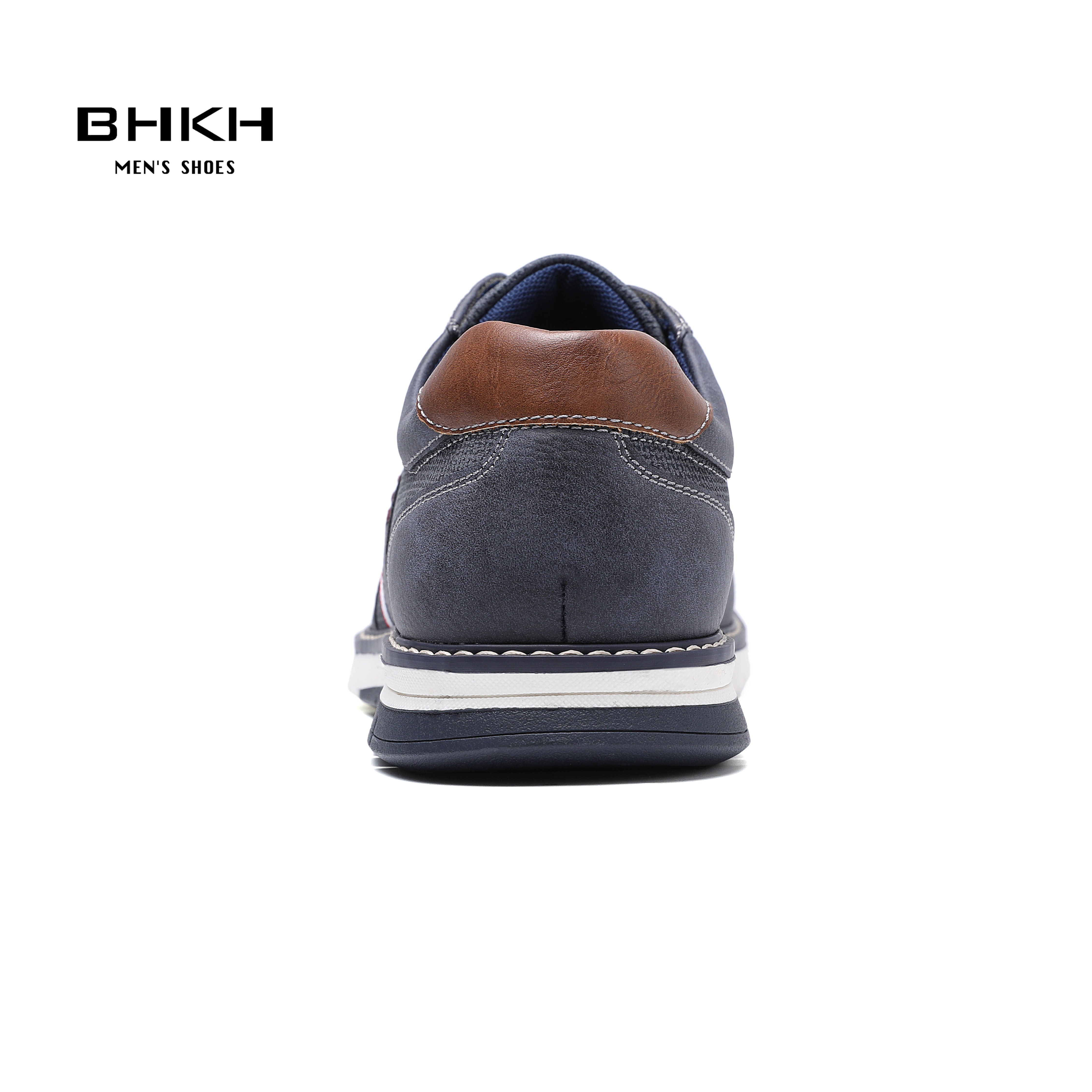 BHKH 2022 Spring/Autumn Men Casual Shoes PU Leather Fashion Sneakers Comfortable Walking Lace-up Footwear Men Shoes