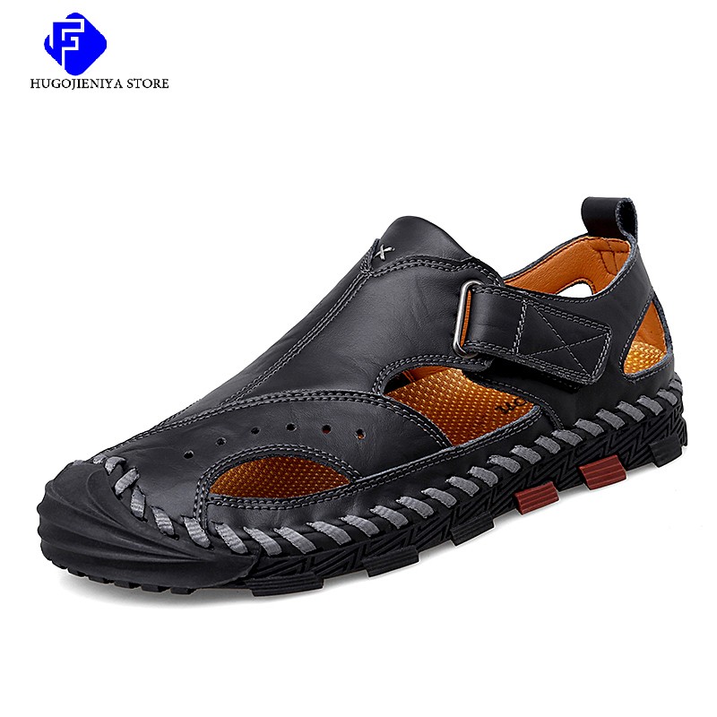 2022 New Summer Men's Mesh Sandals Outdoor Casual Rome Sandals Genuine Leather Men Beach Sandals Non Slip Sneakers Big Size