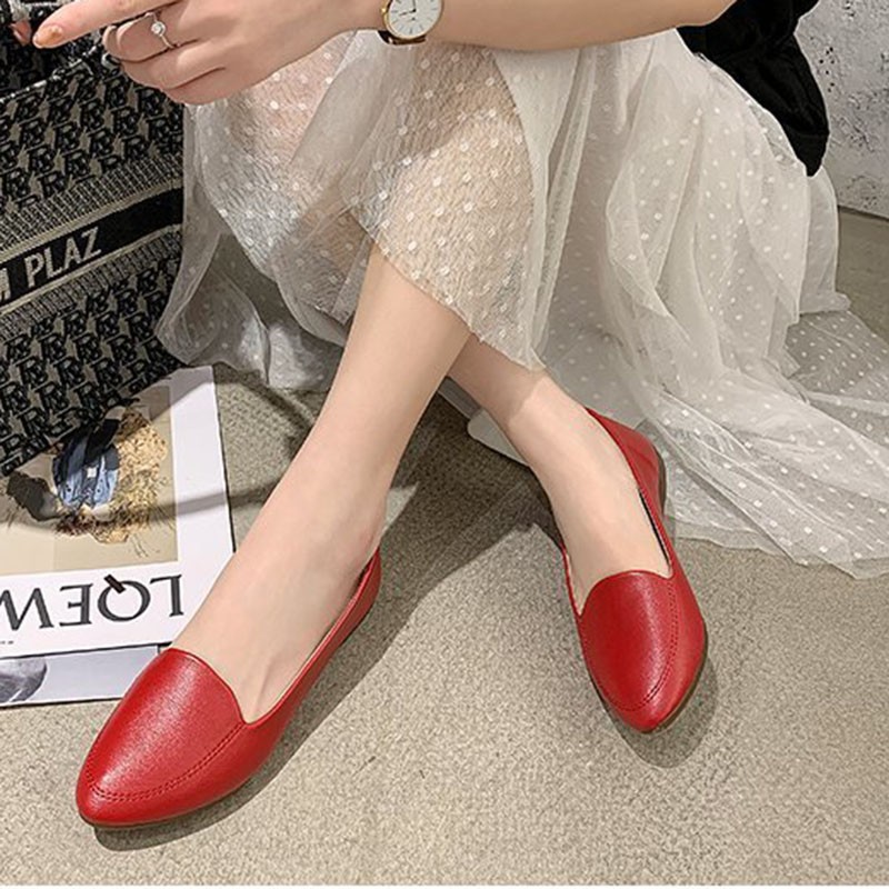 Spring new simple pointed toe Korean women's shoes fashion street breathable lightweight pregnant women comfortable flat shoes