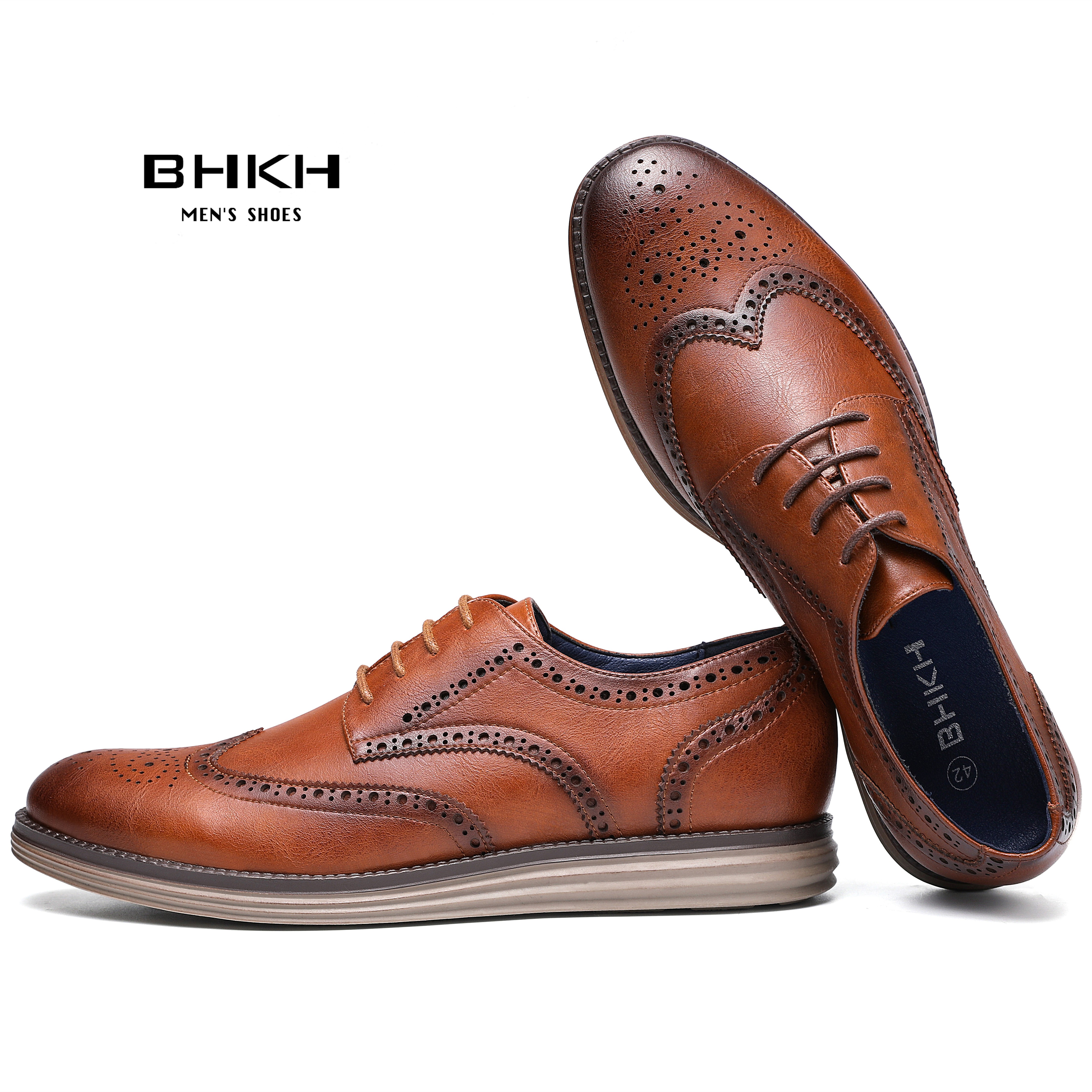 BHKH 2022 Autumn Mens Dress Shoes Genuine Leather Lace-up Men Casual Shoes Smart Business Office Work Shoes Men Shoes