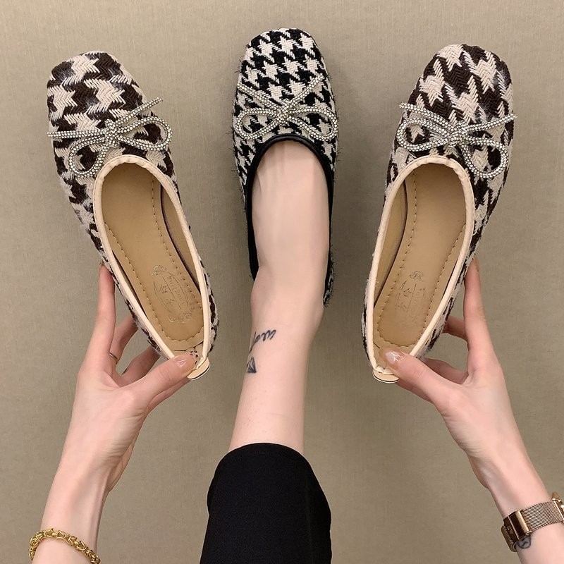 Spring new fashion hh9st shallow mouth casual women's shoes cute bow French style design breathable elegant flat shoes