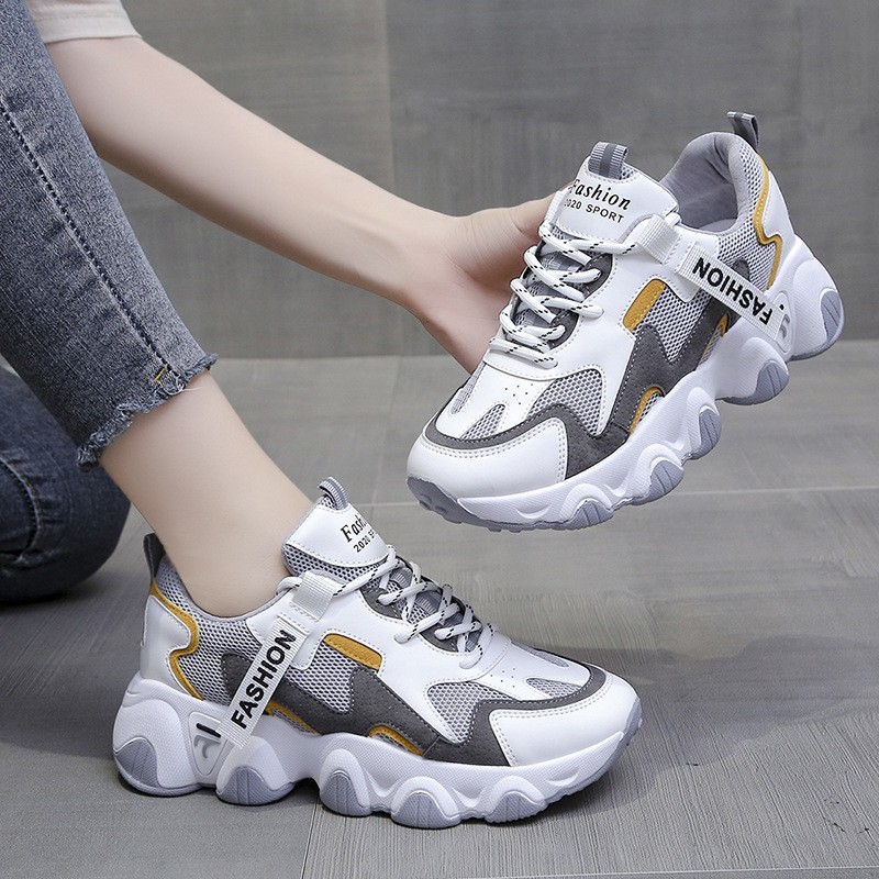 2022 spring, summer and autumn dad shoes breathable Korean version of thick-bottomed sports shoes student casual running shoes