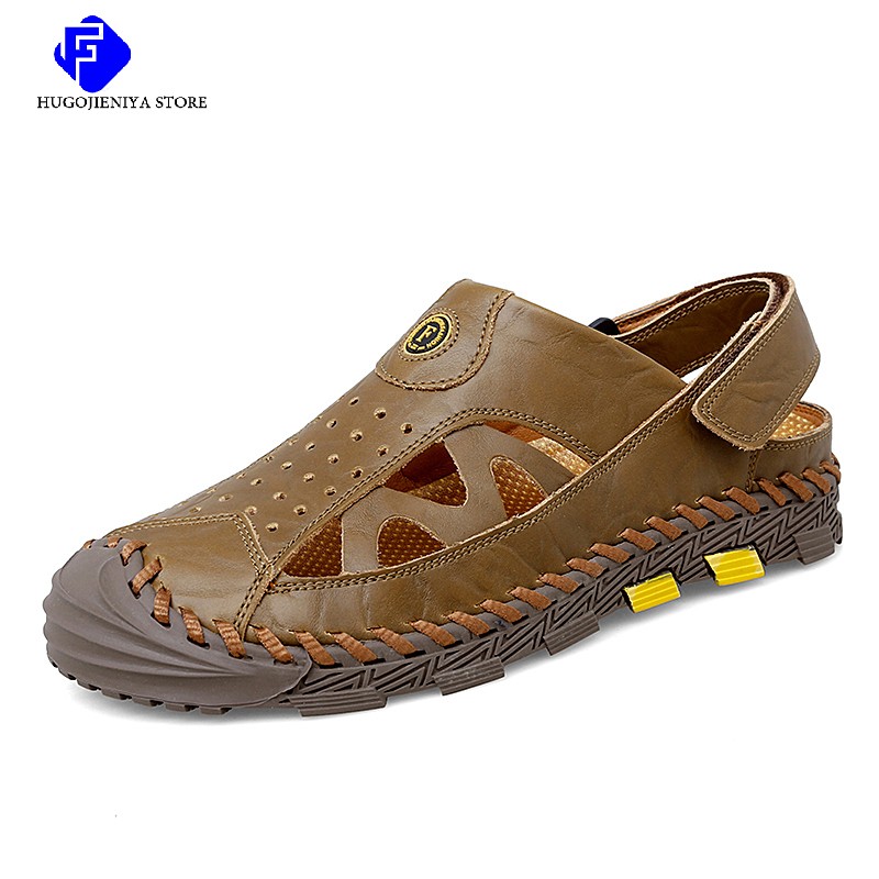 Summer Genuine Leather Men Sandals Outdoor Non-slip Men Beach Sandals Breathable Men Roman Sandals Fashion Men Sneakers