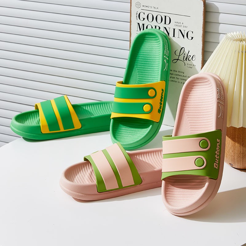 Women Home Platform Slippers Female Fashion Beach Slides Summer Candy Colored Button Strap Non-slip Sandals Chaussure Femme