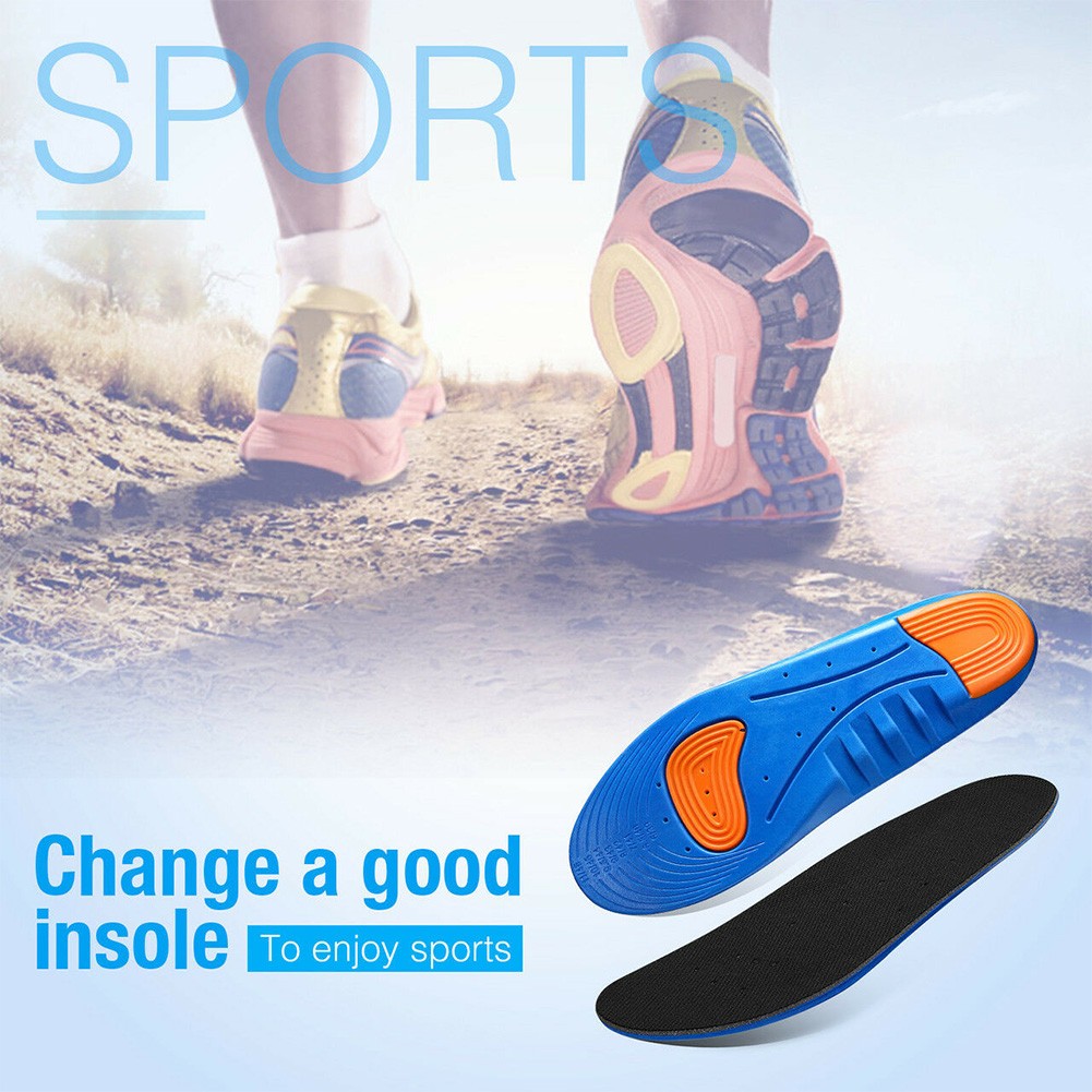 Man Woman Breathable Shock Absorption Orthotic Arch Support Insoles Shoe Pad Foot Care Blue Running Sports Cushion Non-slip Soft