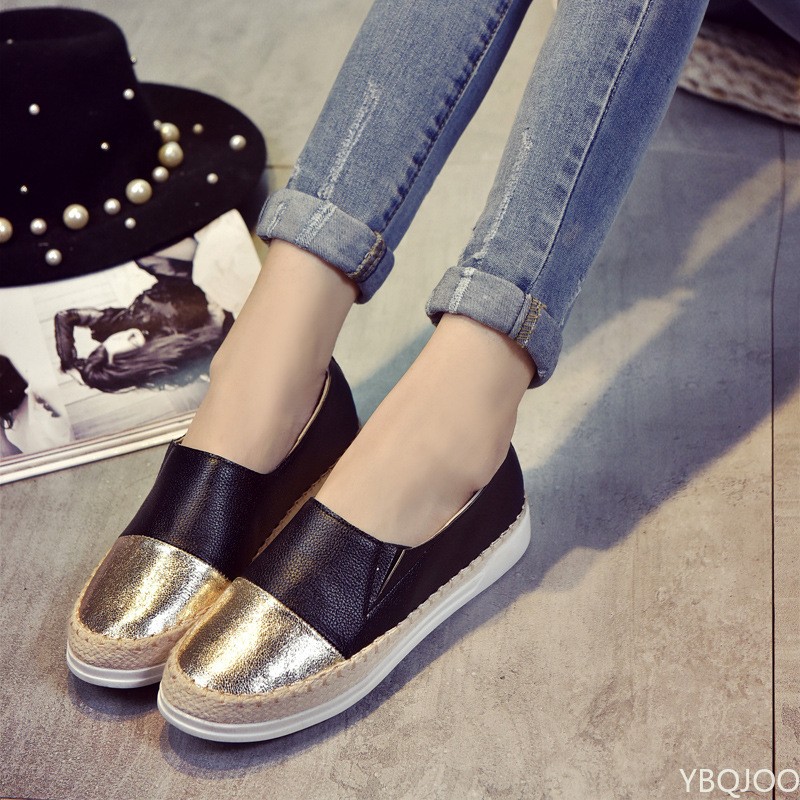 Women flat shoes shallow loafers slip on summer autumn fashion platform round toe sweet casual flat comfortable