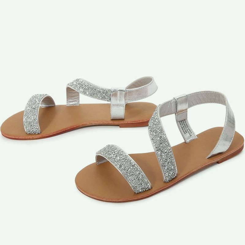 VENTACT 2022 New Arrivals Women Flat Sandals Shiny Fashion Ins Summer Shoes for Woman Daily Holiday Footwear Size 36-41