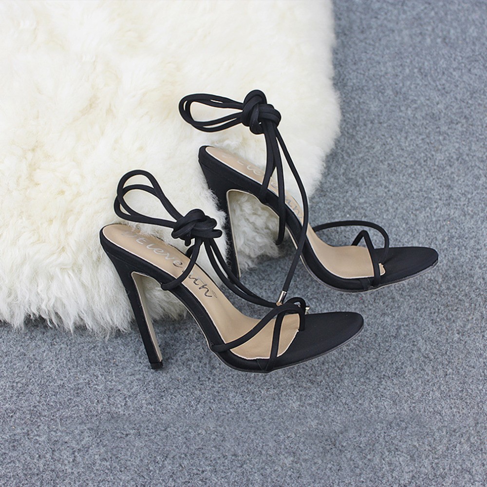 11.5cm Fine High Heels Sandals Boots Cross Tied Ankle Strap Summer Sandals Female Women Shoes Sexy Party Women Shoes