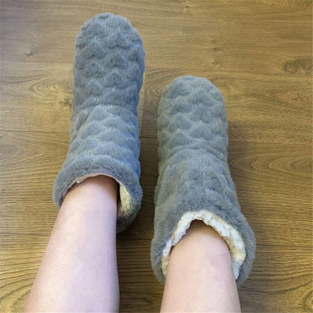 women cotton slippers winter warm feel ce indoor floor shoes socks love style slip-on soft non-slip female plush shoes