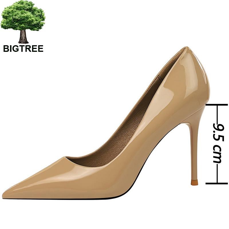 BIGTREE أحذية امرأة الموضة مضخات براءات الاختراع والجلود عالية الكعب Stiletto الكعوب الاحتلال OL مكتب أحذية مثير الكعوب حجم كبير 43