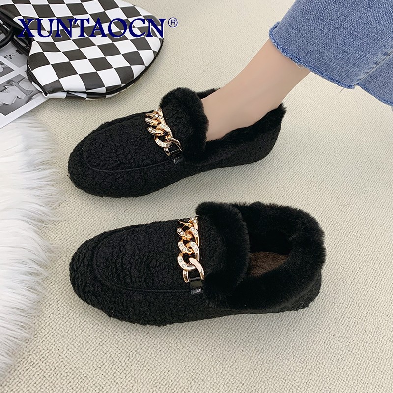 woman slippers summer sandals fox fur slides mules black shoes for women loafer 2022 home shoes spring outdoor block heel