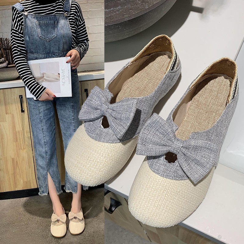 New Nylon Women's Super Cute Flats Flat Heels Non-slip Bow-knot Shoes for Woman School Girls Soft Summer Wild Loafer 2022