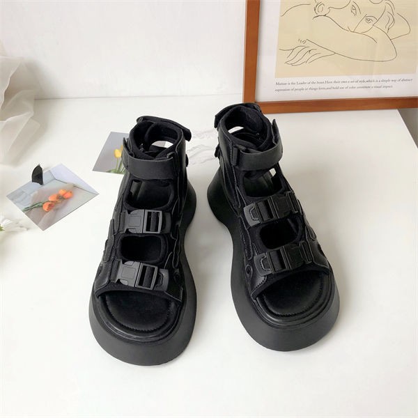 The new women's thick bottom muffin summer 2021 student velcro wedges shoes for women open toe shoes hook and loop sandals