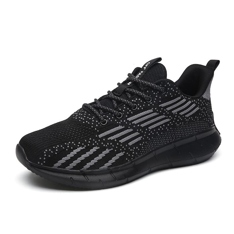 Flying woven summer breathable lightweight men's casual shoes low-top lace-up non-slip sports shoes