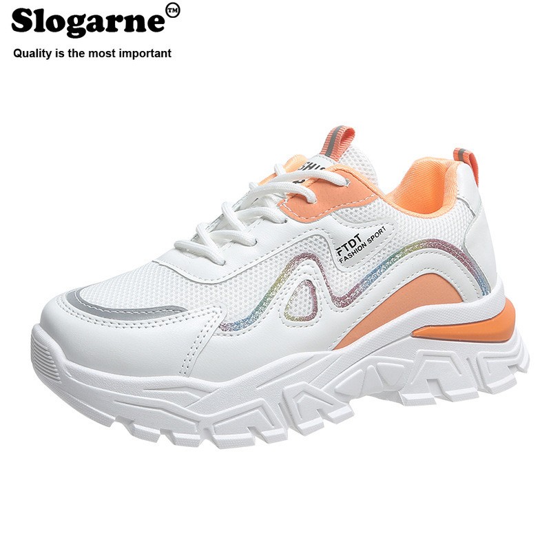 Women's Spring Autumn Thick Sole Sneakers Woman PU Mesh Casual Sneakers Breathable Running New Women's Shoes Vulcanize