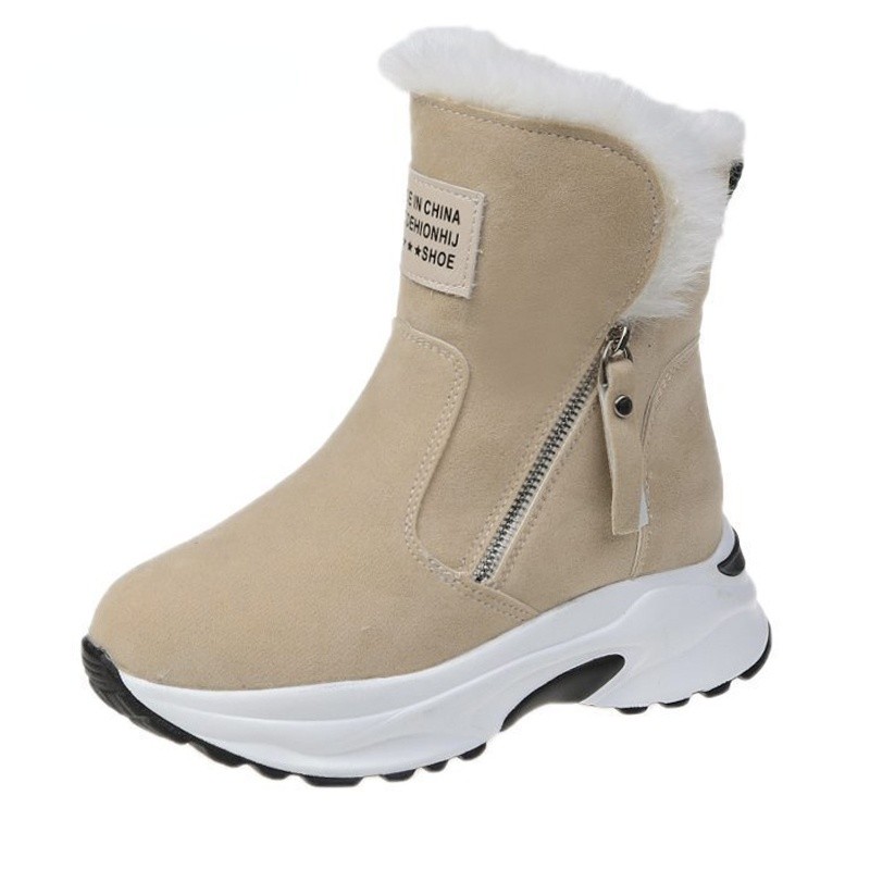 New Winter Warm Ankle Boots For Women Boots 5cm Height Increasing Platform Furry Boots Warm Chunky Sole Snow Boots Socks Woman