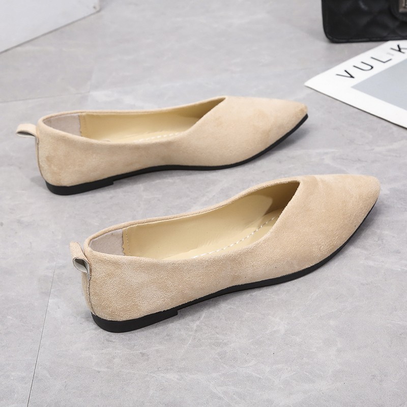 Slip On Women Flats Shoes Candy Color Pointed Toe Female Loafers Large Size Shoes Woman Spring Flock Ladies Ballet Flats