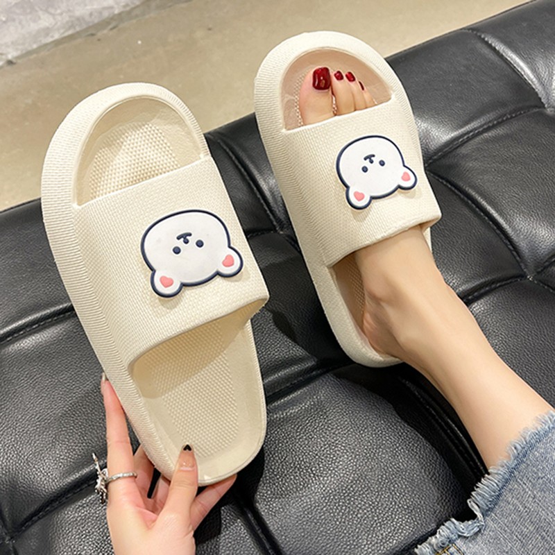 Lucifer Cute Cartoon Bear Platform Slippers Women 2022 Summer EVA Soft Sole Home Flip Flops Woman Non-slip Beach Sandals Female