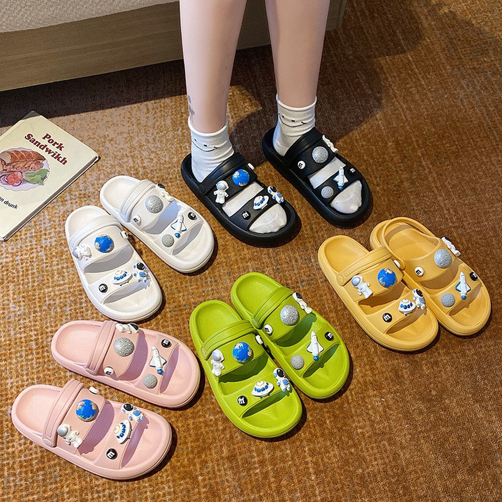 Cartoon Cute Cloud Slippers Women Leisure Home Non-slip Flip Flops Breathable Beach Jelly Shoes Fashion Lady Thick Bottom Slides