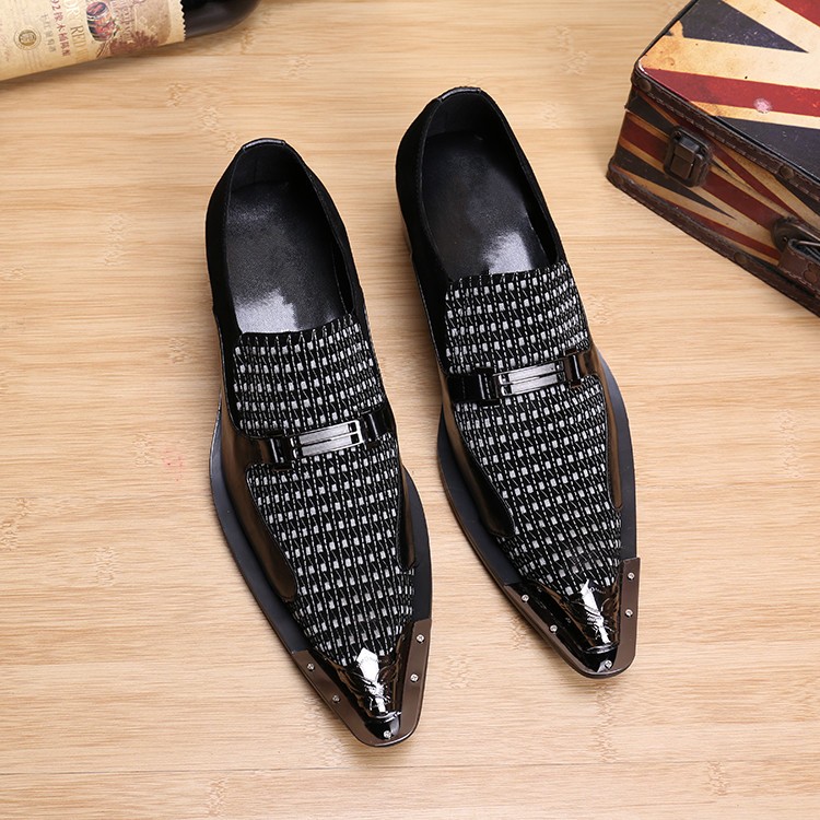 Fashion Embroidery Increase Height Genuine Leather Casual Shoes British Men Leisure Party Shoes Pointed Toe High Heel Shoes