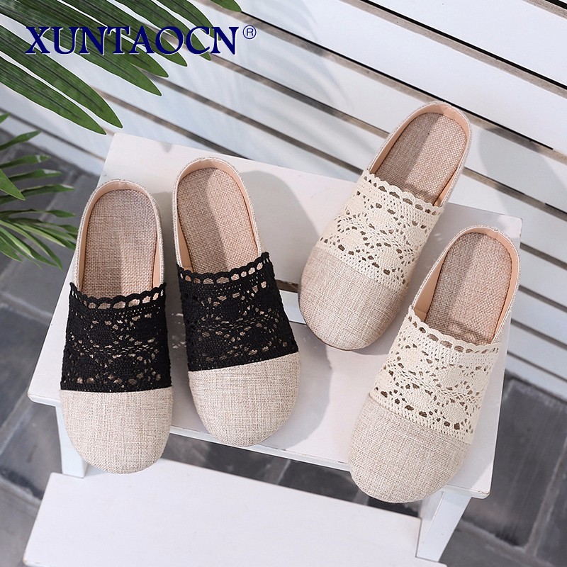 New Spring Autumn Summer Ladies Casual Sweet Fashion Hollow Out Weave Women Shoes Comfortable Round Toe Slippers Shoes 2 Colors