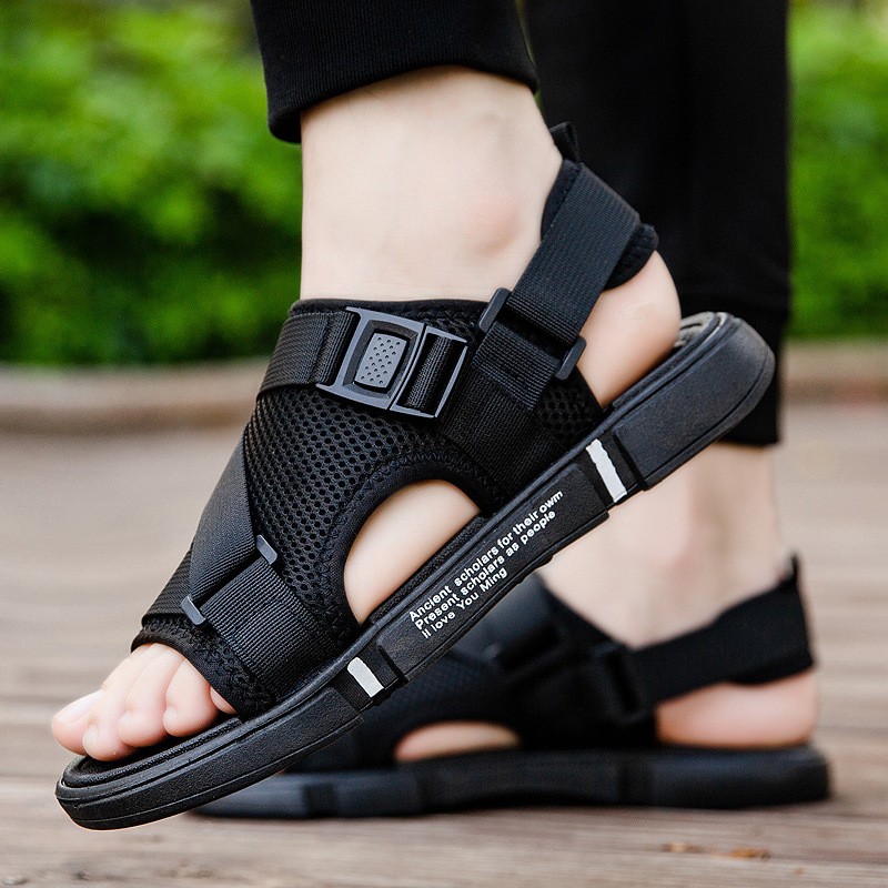 Summer New Sports Men's Sandals Man Slippers Buckle Strap Leisure Fashion Flats Slides Breathable Air Mesh Beach Shoes for Male