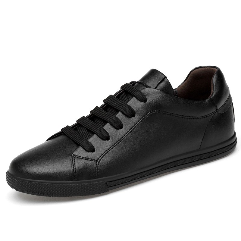 Simple black sneakers leather shoes men white sneakers male flat shoes soft sole breathable men's shoes