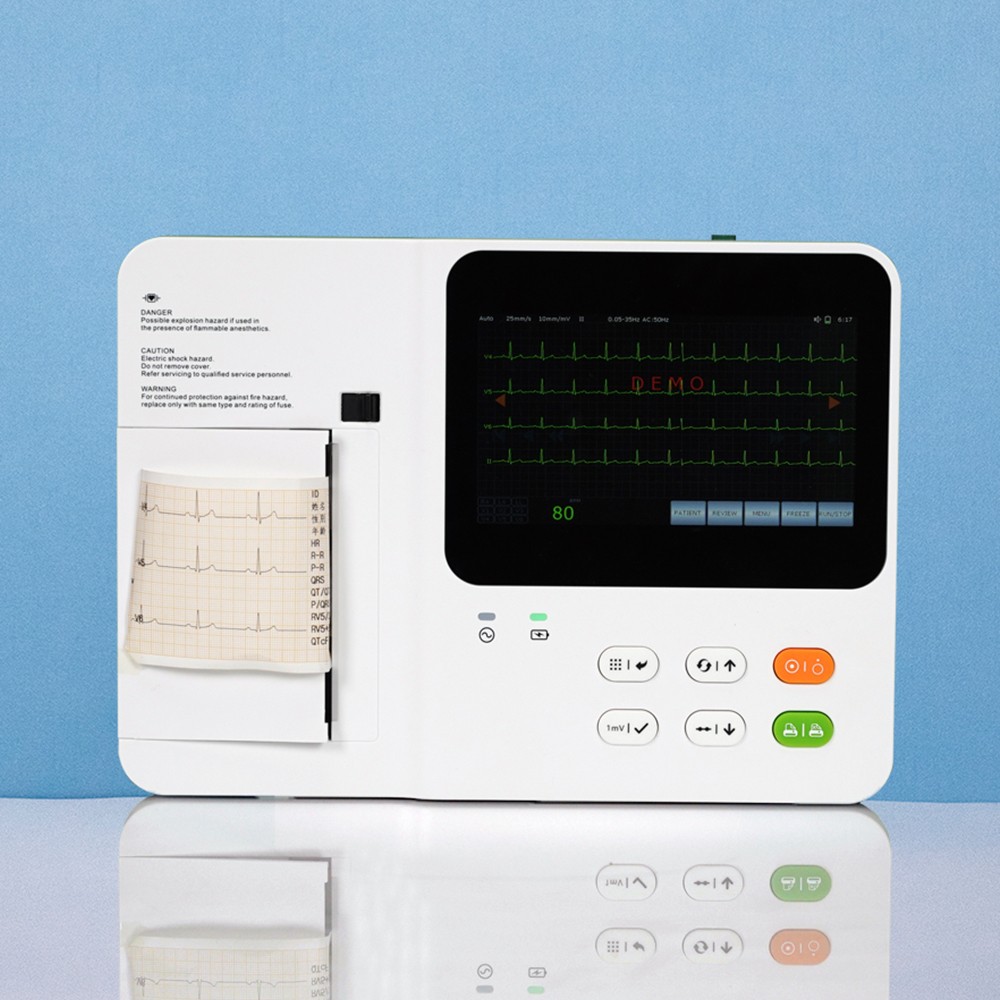 Full digital 6 channel ECG machine 7 inch LCD screen 12-lead synchronous ECG acquisition external USB memory 4 operating mode