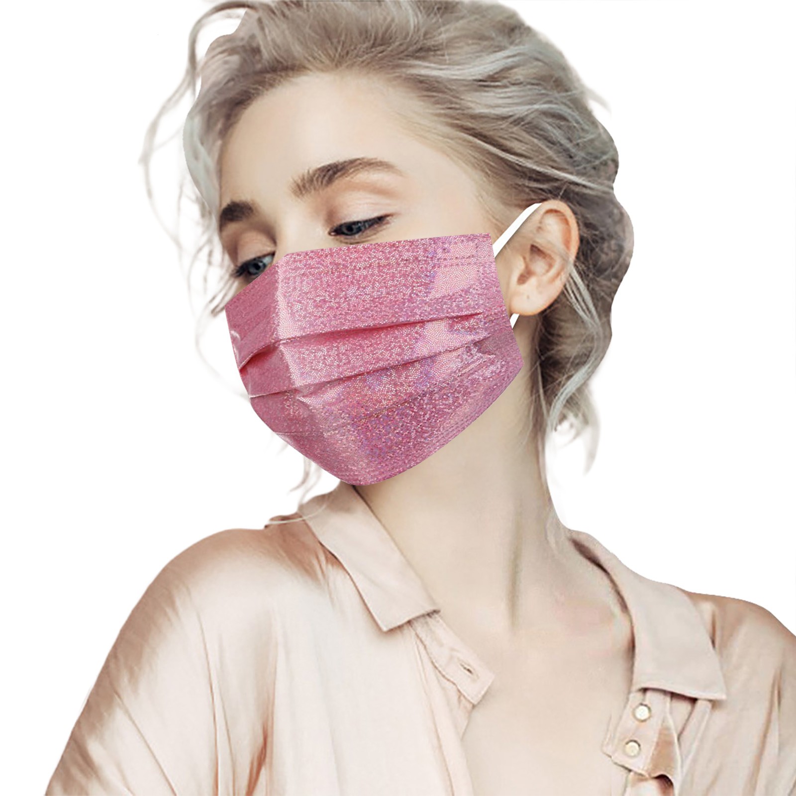 3 Layers Fashion Bronzing Pink Disposable Face Mask Reflective Non-woven Fabric Mascarillas Desechables Protective Mouth Masks